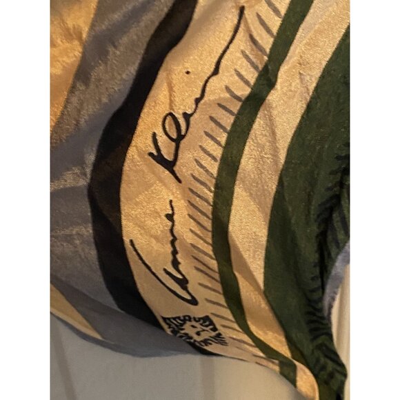 Anne Klein Green Gold Strip Women's Scarf 10"x68" Shear Thin Wrap Scarf - Picture 12 of 12